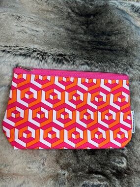 Clinique Pink Orange Geometric Travel Pouch